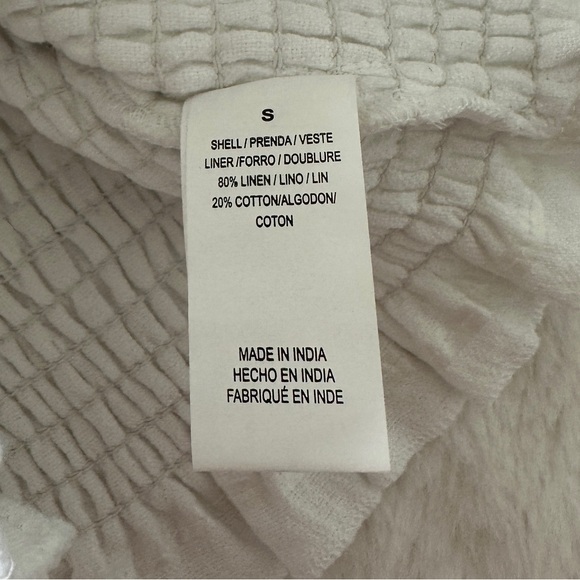 NWT Vitamin A Nya Smocked Strapless Cotton Bandeau Top in White Crinkle Linen - Picture 10 of 16